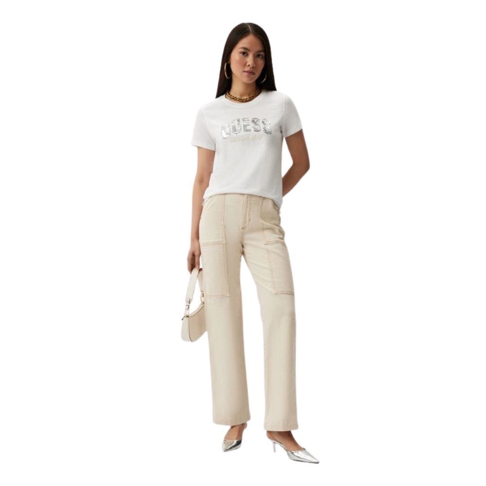 New GUESS Women's Beige Wide Leg Jeans SZ 31